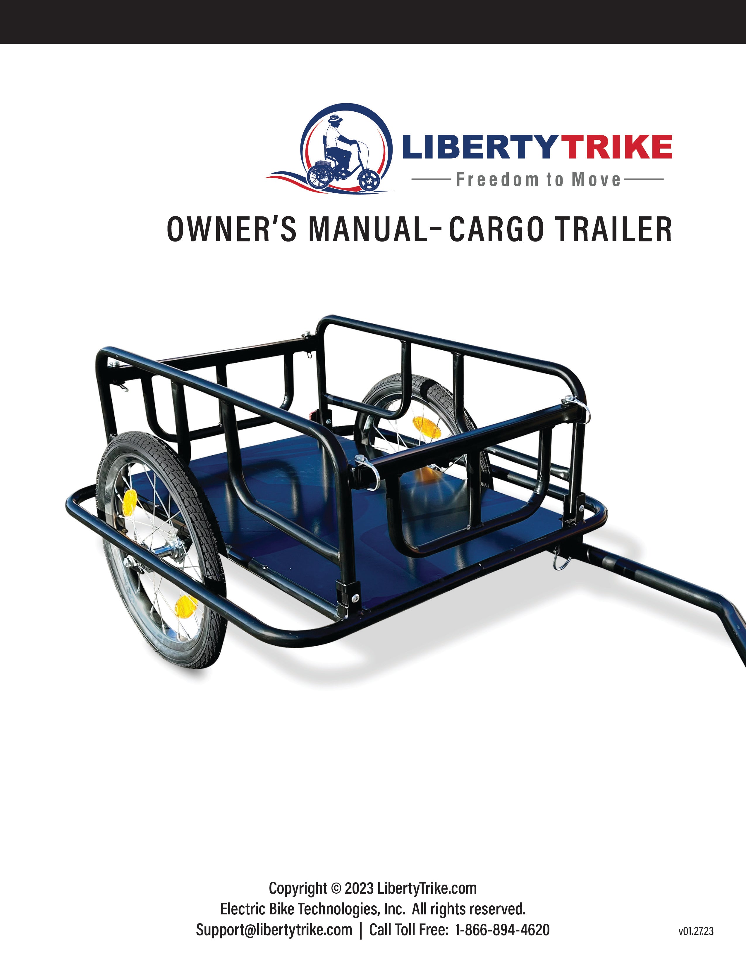 Read and learn how to assemble, connect and fold the Liberty Trike Cargo Trailer.