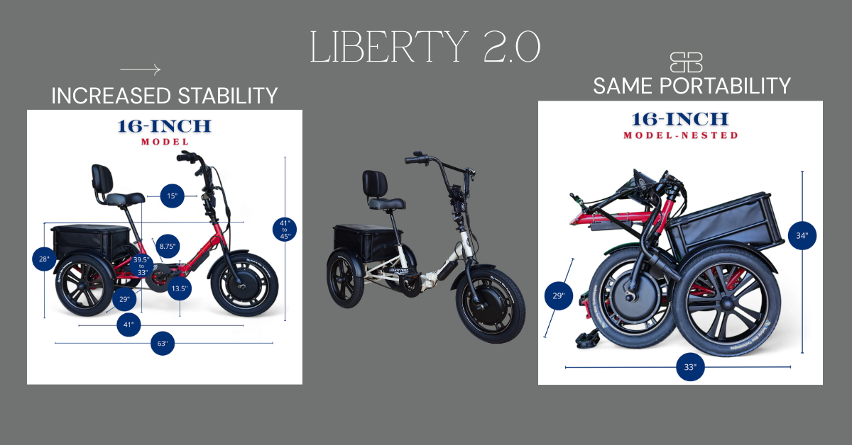 Liberty Trike with new 29-inch rear axle – wider stance, same portability