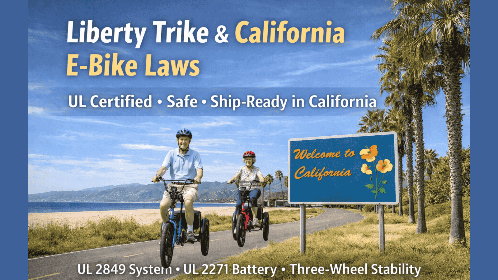 Liberty Trike electric tricycle compliant with California e-bike safety laws