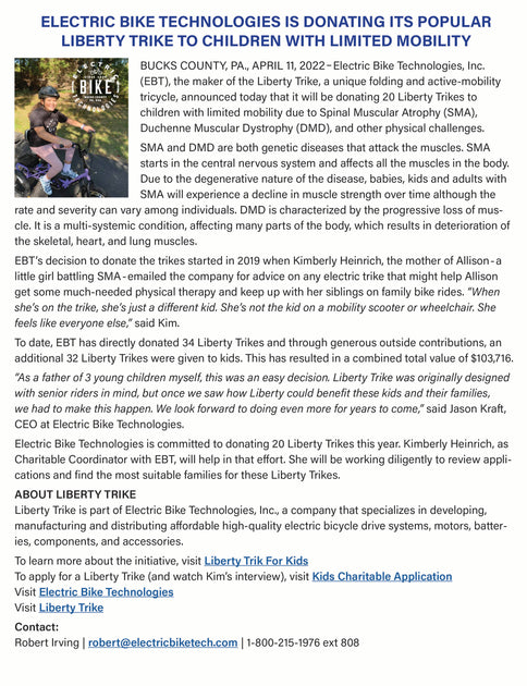Press Release – 20 Liberty Trikes in 2022n