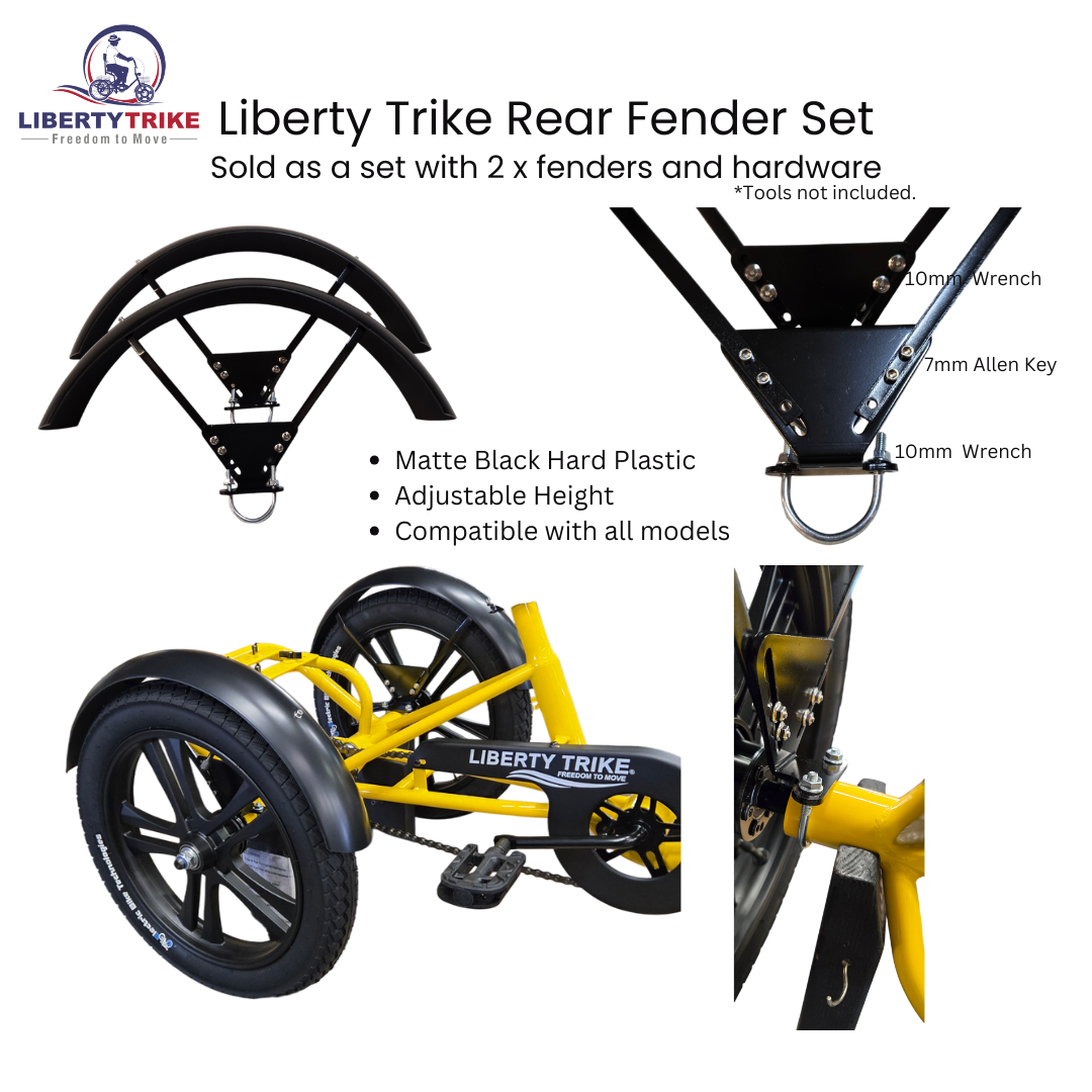 3 wheel bicycle fenders Recumbent resistant for long Utah Trikes - Fender Set